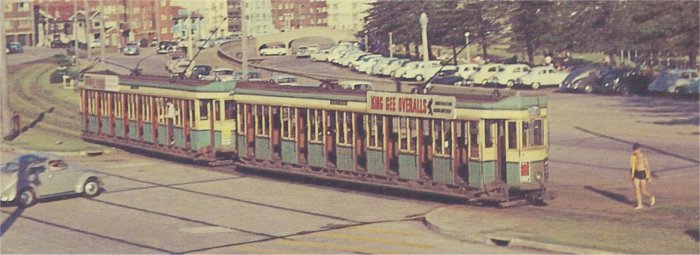 Toastrack Tram at Bondi Beach.